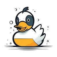 Cute cartoon duck on a white background. Vector illustration of a duck.