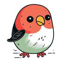 Vector illustration of cute cartoon bird. Isolated on white background.