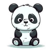 Cute cartoon panda sitting on white background. Vector illustration.