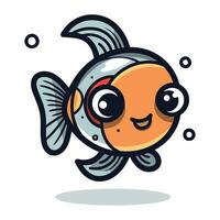 linda kawaii pez de colores dibujos animados personaje. vector ilustración.
