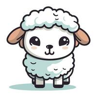 Cute sheep cartoon character. Vector illustration of a cute sheep.