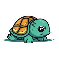 linda dibujos animados tortuga. vector ilustración aislado en un blanco antecedentes.