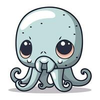 Octopus character cartoon style vector illustration. Cute octopus mascot.