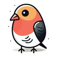 Bullfinch cartoon vector illustration. Cute little bird isolated on white background.