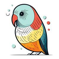 Cute cartoon parrot. Colorful vector illustration on white background.