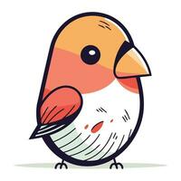 Cute cartoon vector illustration of cute little bullfinch bird.