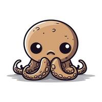 Cute octopus cartoon mascot. Vector illustration isolated on white background.