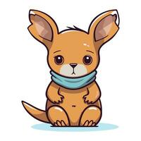 Cute kangaroo with a medical mask. Vector illustration.