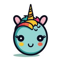 Cute unicorn vector character. Cute kawaii unicorn icon.