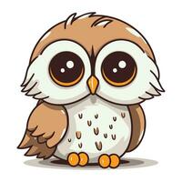 Cute owl isolated on a white background. Vector cartoon illustration.