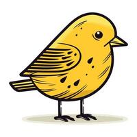 Vector illustration of a cute yellow bird. Isolated on white background.