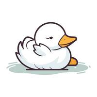 Cute little duck isolated on white background. Vector cartoon illustration.