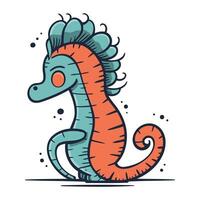 Seahorse. Cute cartoon sea animal. Vector illustration.