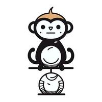 Monkey and baseball ball icon. Simple illustration of monkey and baseball ball vector icon for web