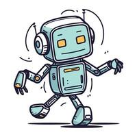 Cartoon robot with headphones. Vector illustration of a funny robot.