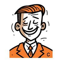 Smiling man in suit. Vector illustration of a happy businessman.