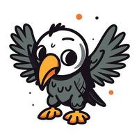 Cute cartoon raven. Vector illustration isolated on a white background.