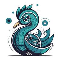 Cute peacock. Hand drawn vector illustration for your design.