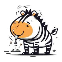 Zebra with a drop of water. Vector illustration on white background.