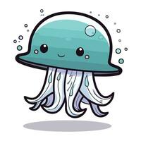 Cute jellyfish character design. Vector illustration. Cartoon style.
