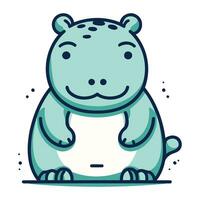 linda dibujos animados hipopótamo. vector ilustración aislado en blanco antecedentes.