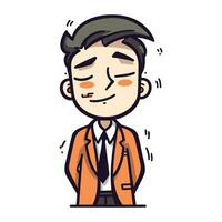 Vector illustration of a man in an orange suit. Cartoon style.