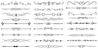 Page Divider And Design Elements. Set of Various Simple Black Divider Design, Assorted Divider Collection Template Vector. Collection of floral dividers elements mega decoration for Calligraphy. vector