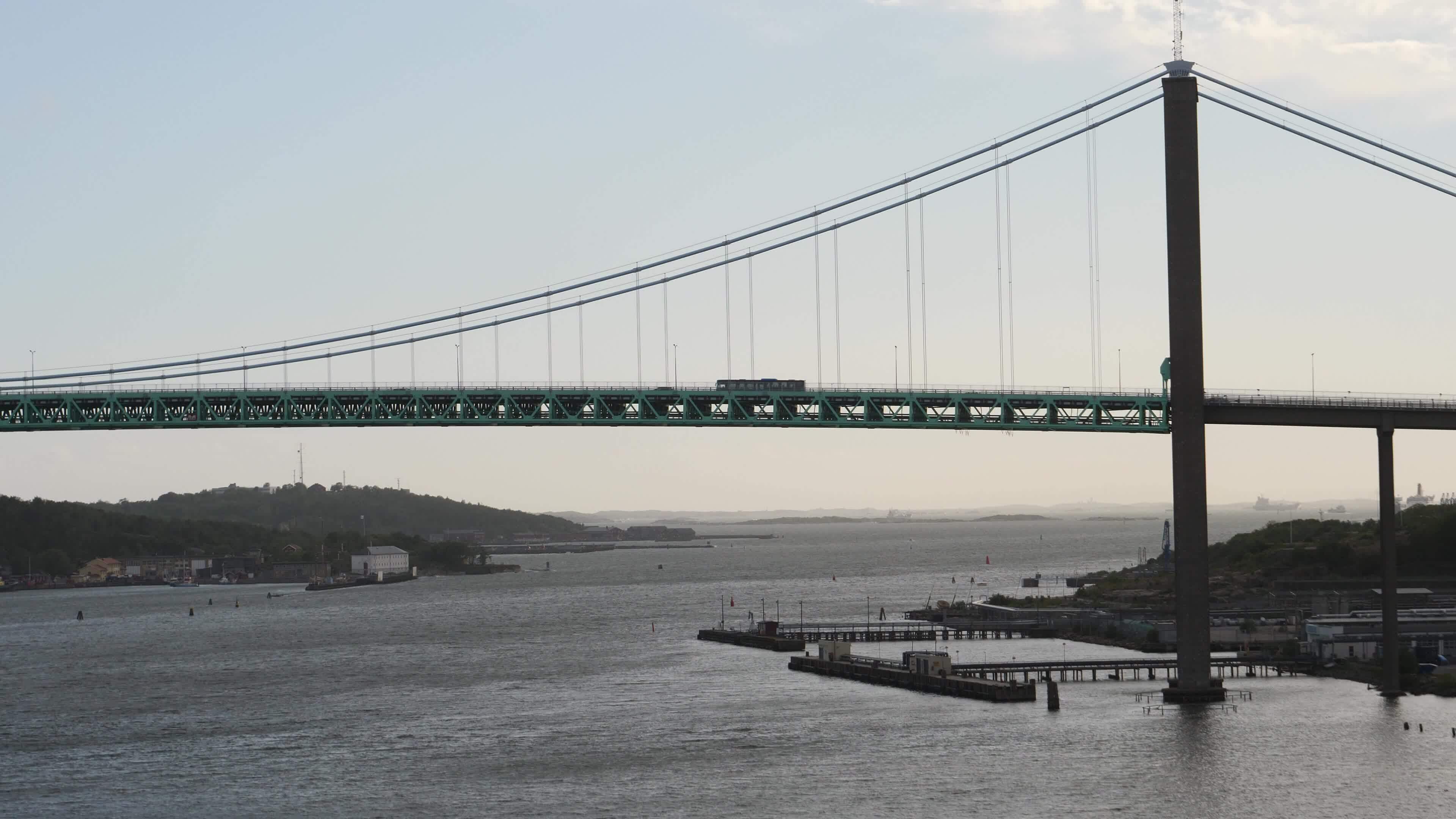 Alvsborg Bridge And Bus Crossing Gothenburg Sweden Medium Shot   Alvsborg Bridge And Bus Crossing Gothenburg Sweden Medium Shot Video 