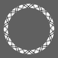 Circle borders and frames vector. Round border pattern geometric vintage frame design. Scottish tartan plaid fabric texture. Template for gift card, collage, scrapbook or photo album and portrait. vector