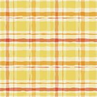 Yellow watercolor gingham plaid. Striped paint brush seamless pattern vector