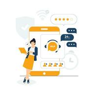 Customer service relationship management, call center, contact us, hotline operators, technical global support concept illustration vector