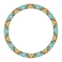 Circle borders and frames vector. Round border pattern geometric vintage frame design. Scottish tartan plaid fabric texture. Template for gift card, collage, scrapbook or photo album and portrait. vector