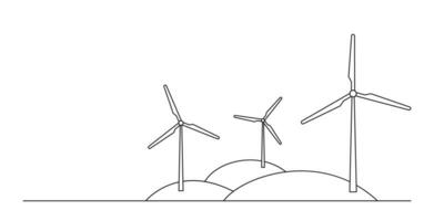 divisor con Tres molinos de viento en Tres sierras. vector