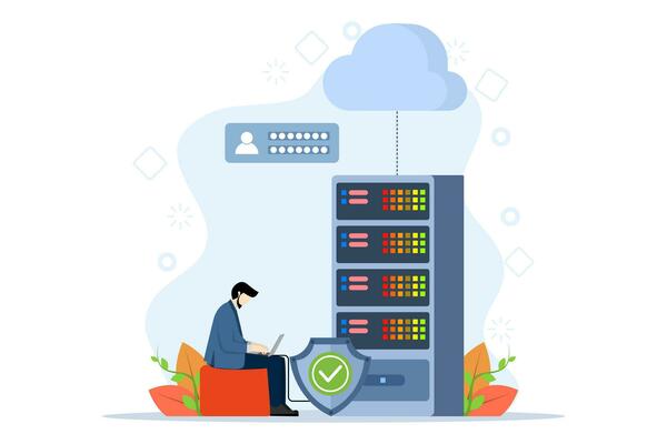 Database programmer concept, programming language. css, html, it, ui. develop, code. flat illustration programmer banner for website, landing page, web, infographics.