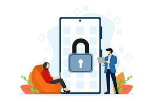 concepto de personal datos seguridad, en línea ciber datos seguridad, Internet seguridad o información privacidad. proteccion apoyo. datos seguridad. plano vector ilustración en blanco antecedentes.