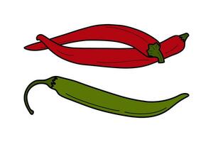 Set of multi colored chili peppers in trendy bright colors. Mexican traditional seasoning and spice vector