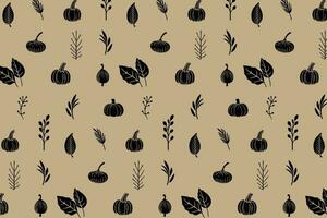 Autumn Harvest Pattern with Pumpkins and Leaves vector