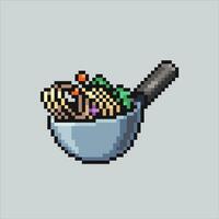 píxel Arte ilustración wok fritura cacerola. pixelado wok cacerola. cocina Cocinando wok fritura pan pixelado para el píxel Arte juego y icono para sitio web y vídeo juego. antiguo colegio retro vector