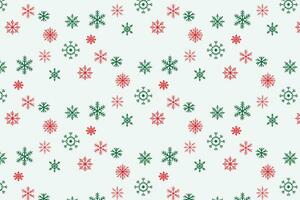 Diagonal Pattern of Red and Green Snowflakes on White Background vector
