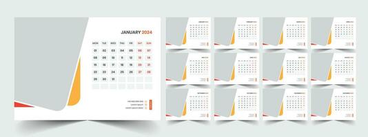 Desk Calendar 2024 template design, Office Calendar 2024 vector