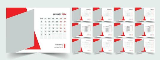 Desk Calendar Template 2024 vector