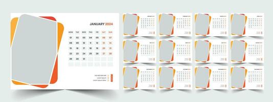 Desk Calendar 2024 template design, Office Calendar 2024 vector