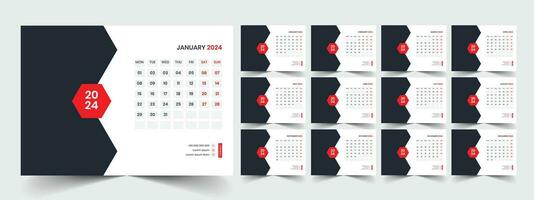 Desk Calendar Template 2024 vector