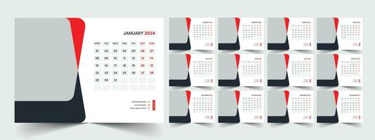 Desk Calendar Template 2024 vector