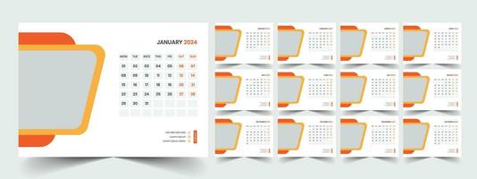 Desk Calendar 2024 template design, Office Calendar 2024 vector