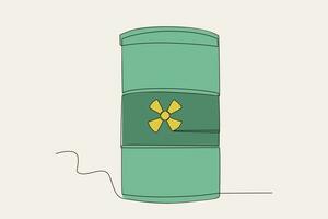 Color illustration of a barrel with a nuclear symbol vector
