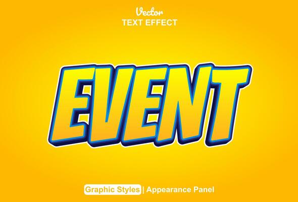 The event text effect with a fun style and orange color can be edited