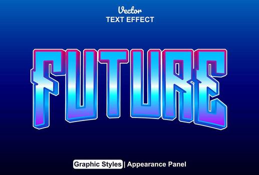 future text effect with a futuristic style in blue and editable vector