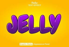 Jelly text effect with fun style and purple color can be edited vector