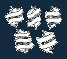 Hand Drawn Ribbon Banner Collection vector